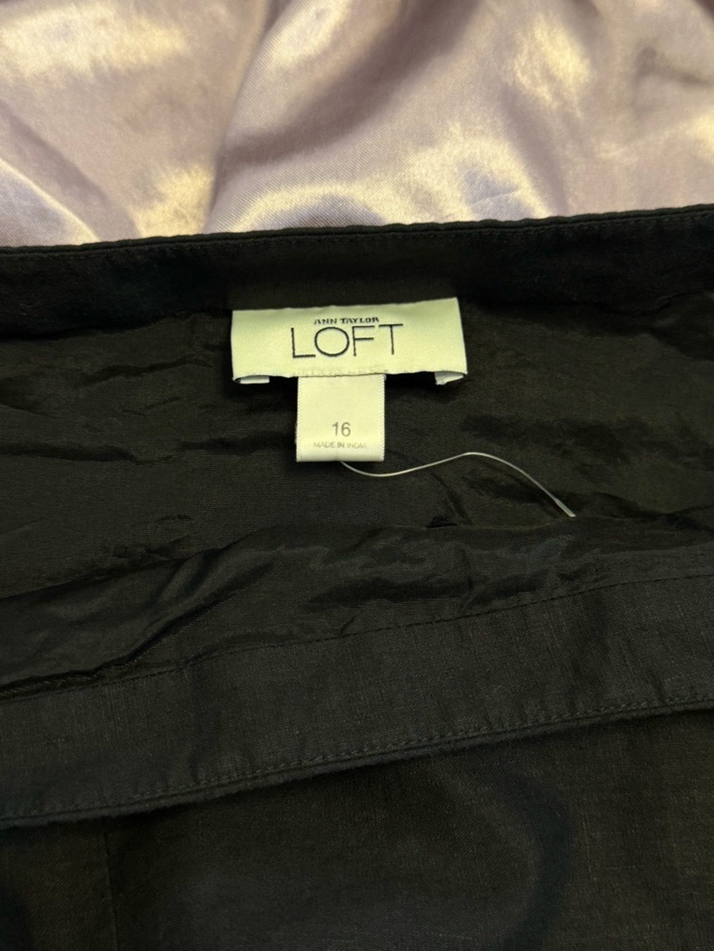 LOFT Black Linen Blend Embroidered A-Line Skirt 16 Boho - Picture 11 of 12